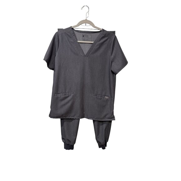 FIGS Technical Collection Scrub Set Graphite Gray V-Neck Top & Zamora SZ medium - Picture 1 of 6